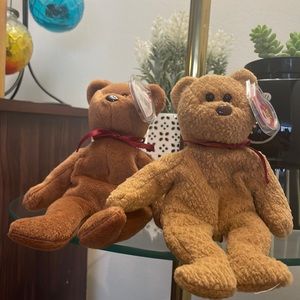 TY Teddy and Curly Beanie Babies